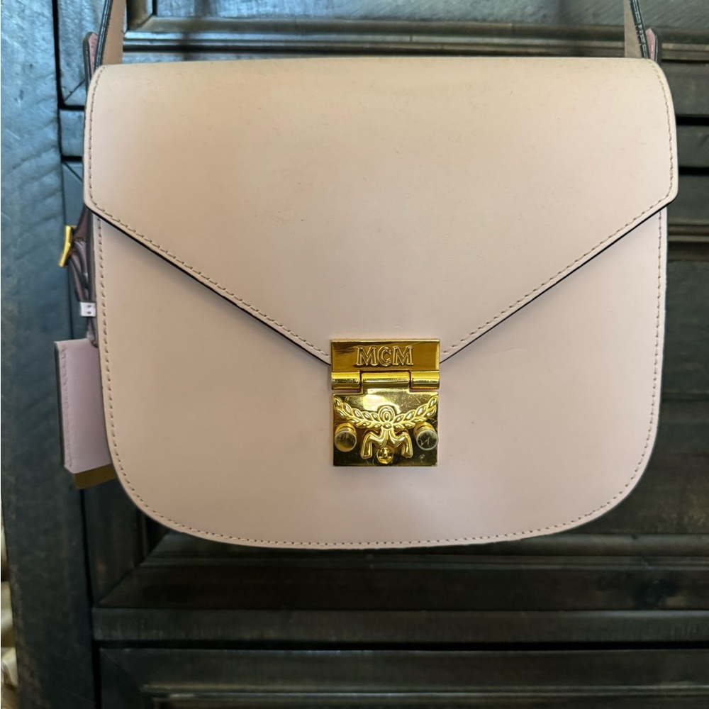 MCM Blush Crossbody Bag with Gold Accent